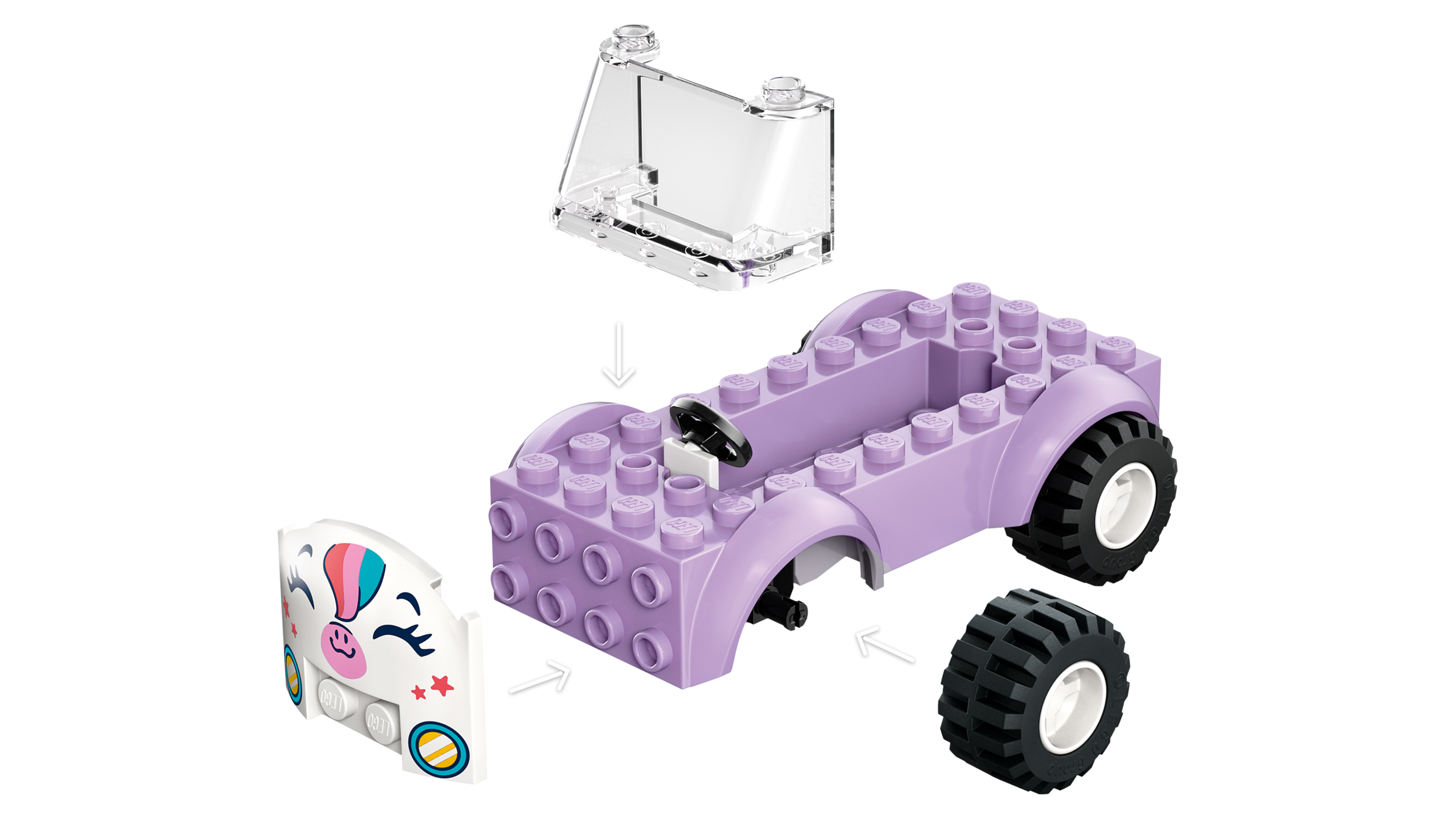 LEGO Friends unicorn cake car building set 67 pieces, UK version