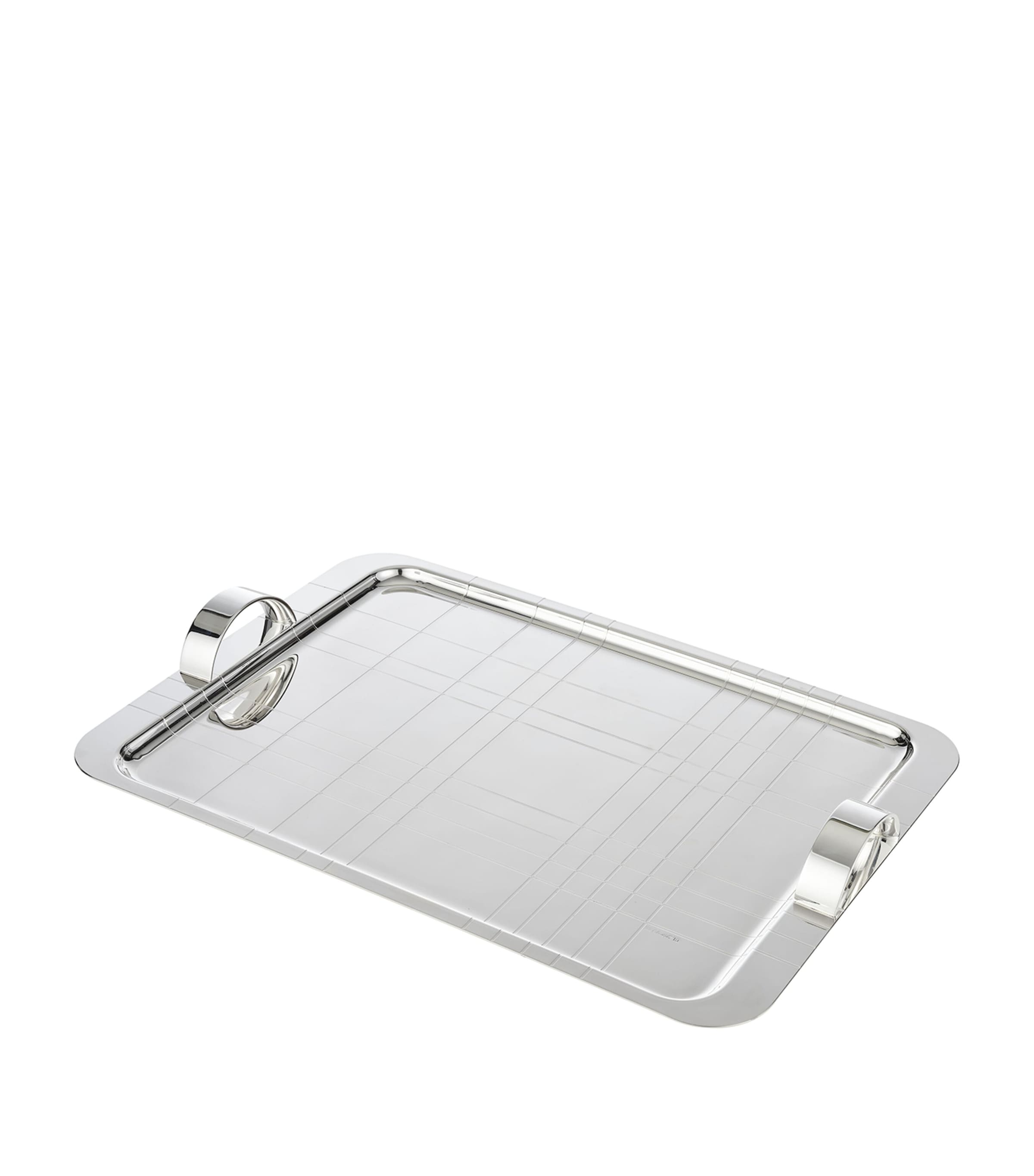 Christofle Silver-Plated Graphik Handheld Tray 45cm x 32cm - British product