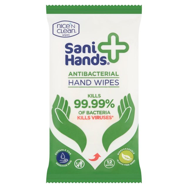 Sani Hands Anti-Bacterial Hand Wipes   12 per pack GOODS M&S   