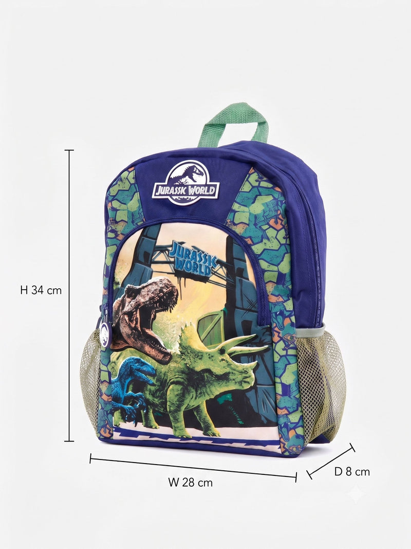 Jurassic World dinosaur print backpack blue camo 34cm, imported from the UK