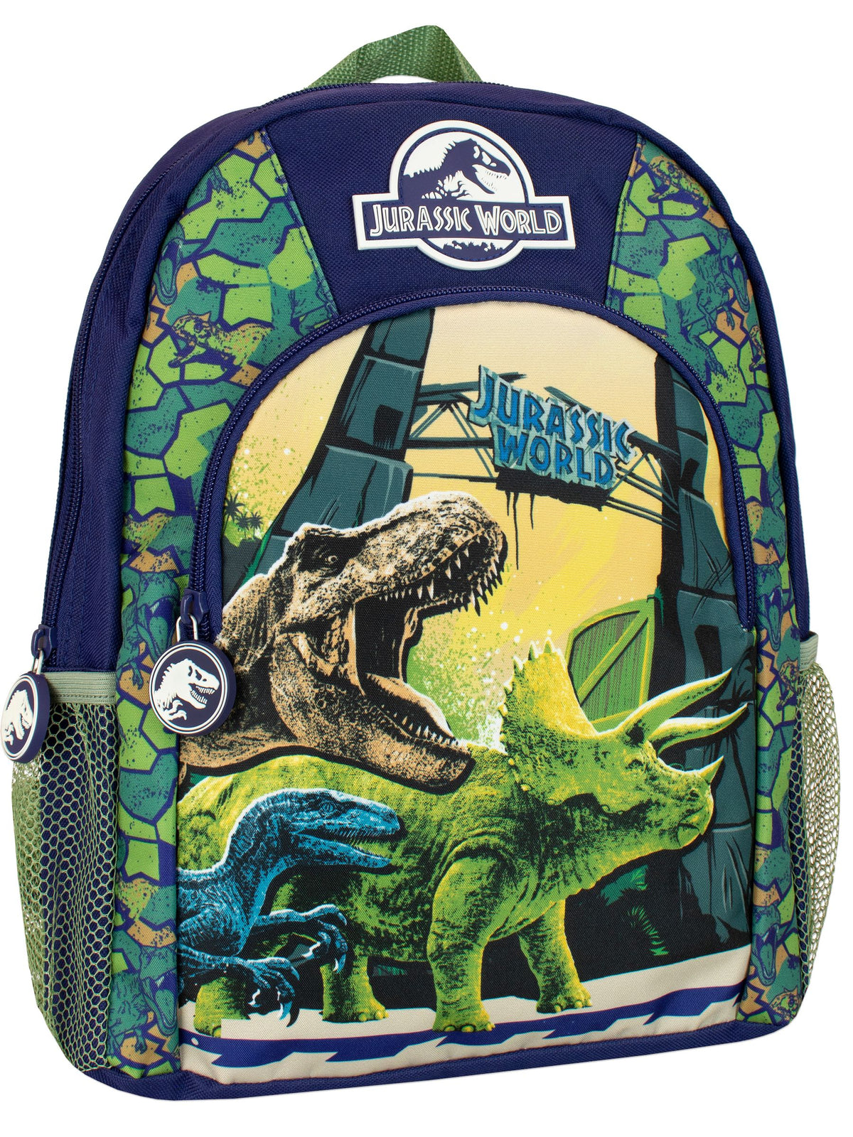 Jurassic World dinosaur print backpack blue camo 34cm, imported from the UK