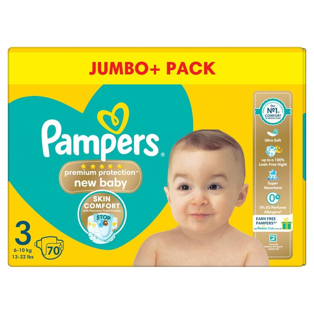 Pampers New Baby Nappies Size 3 (6-10kg) Jumbo+ Pack   70 per pack GOODS M&S   