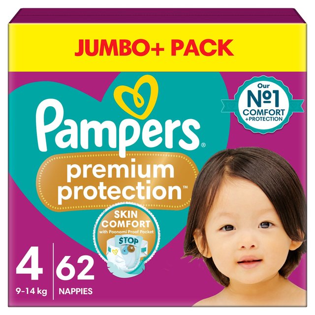 Pampers Premium Protection Nappies Size 4 (9-14kg) Jumbo+ Pack   62 per pack GOODS M&S   