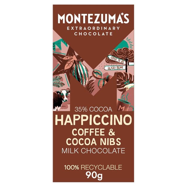 Montezuma's Happiccino Coffee & Cocoa Nibs Milk Chocolate Bar   90g