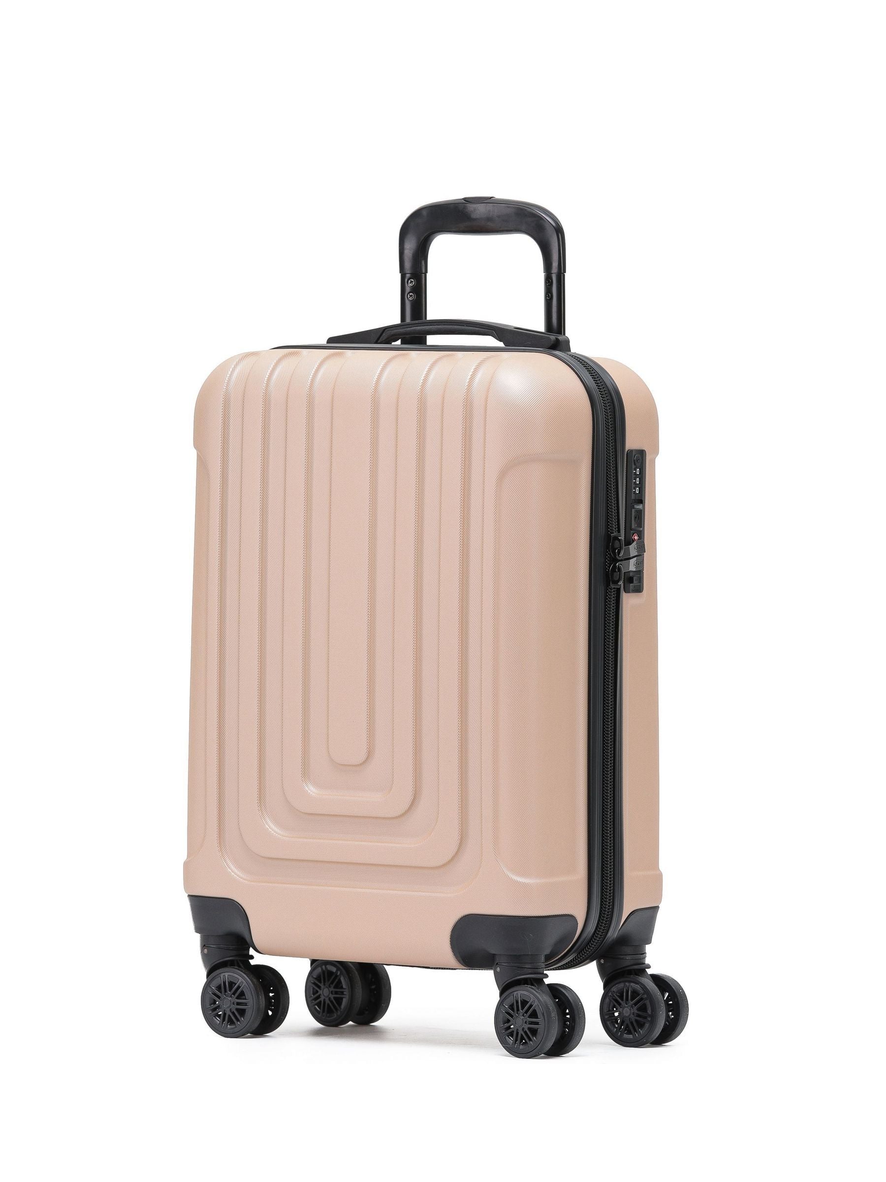 Flight Knight Champagne 55x35x20cm 8 Wheel ABS Hard Case Cabin Carry On Hand Luggage