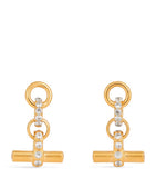 Tilly Sveaas gold-plated crystal T-bar earrings, UK version