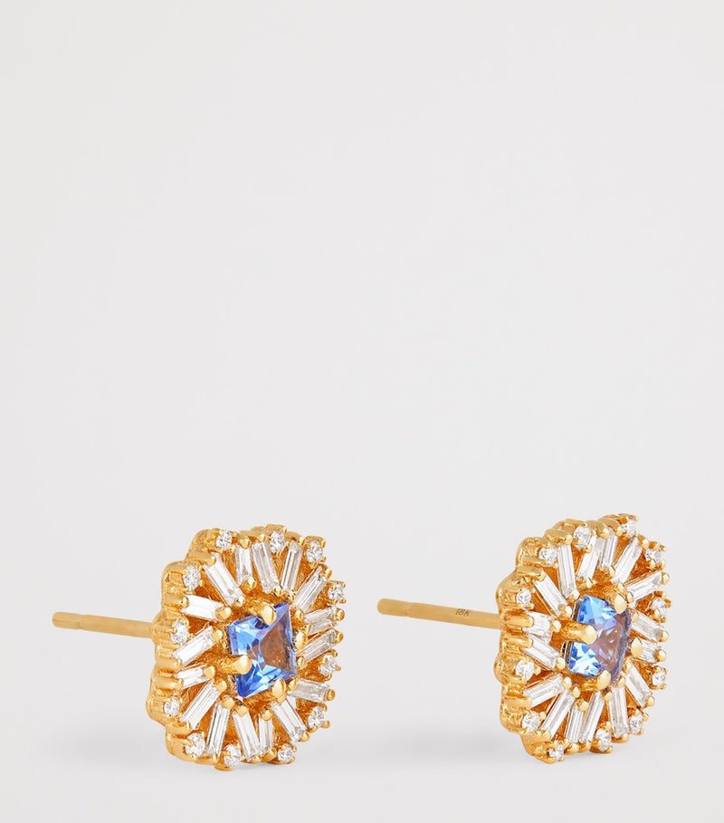 Suzanne Kalan diamond and sapphire flower earrings (British brand)