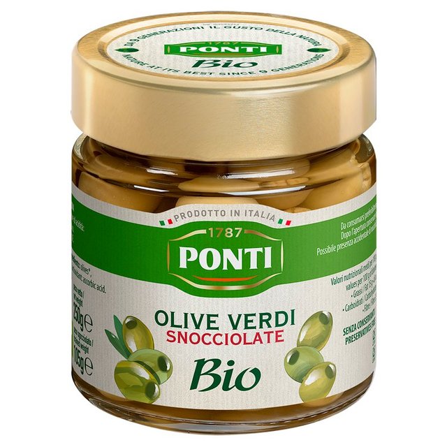 Ponti Organic Pitted Green Olives   250g GOODS M&S   