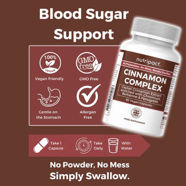 Nutripact Cinnamon Capsules 60 vegan capsules, imported from the UK