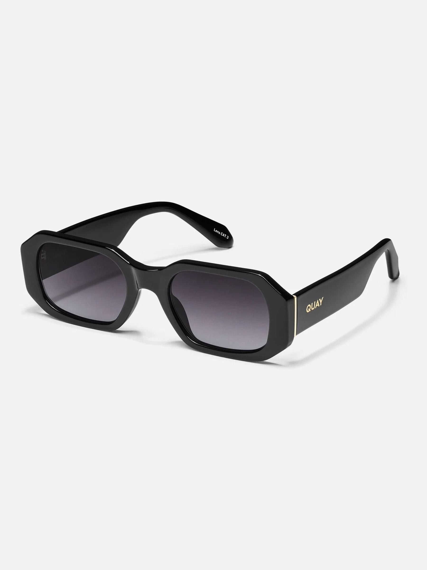 QUAY black Hyped Up narrow sunglasses (British brand)