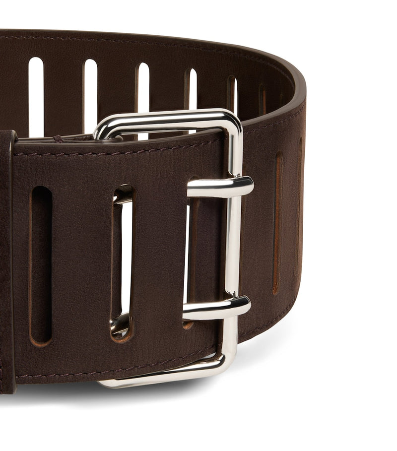 Alaïa leather rectangular buckle belt, UK version