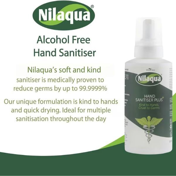 Nilaqua alcohol-free hand sanitiser 500ml, UK version