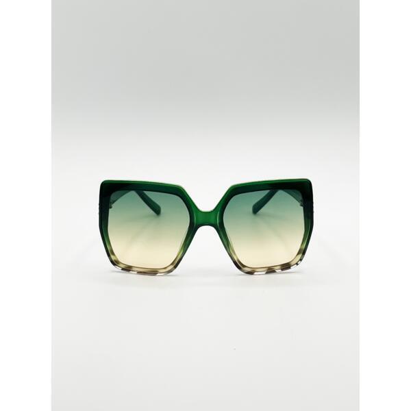 SVNX oversize cateye sunglasses green diamante detail, imported from the UK