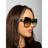 SVNX oversize cateye sunglasses green diamante detail, imported from the UK