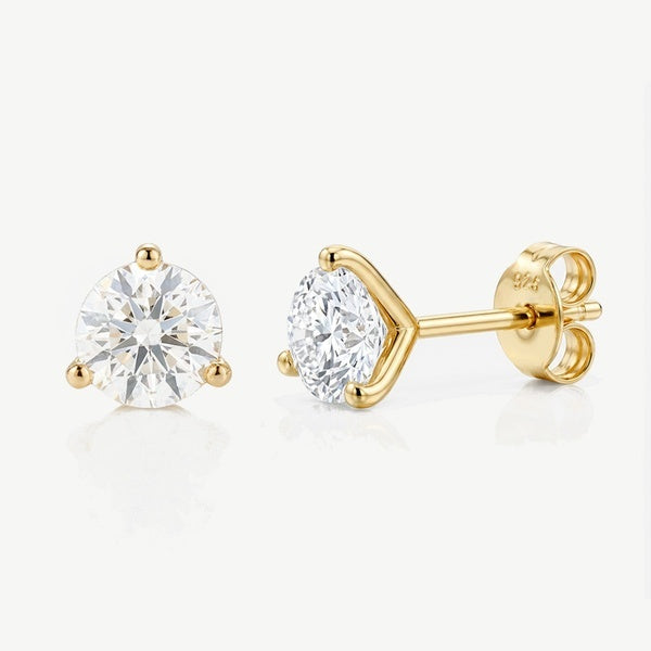 MUCHV round cubic zirconia solitaire stud earrings 6mm - British product