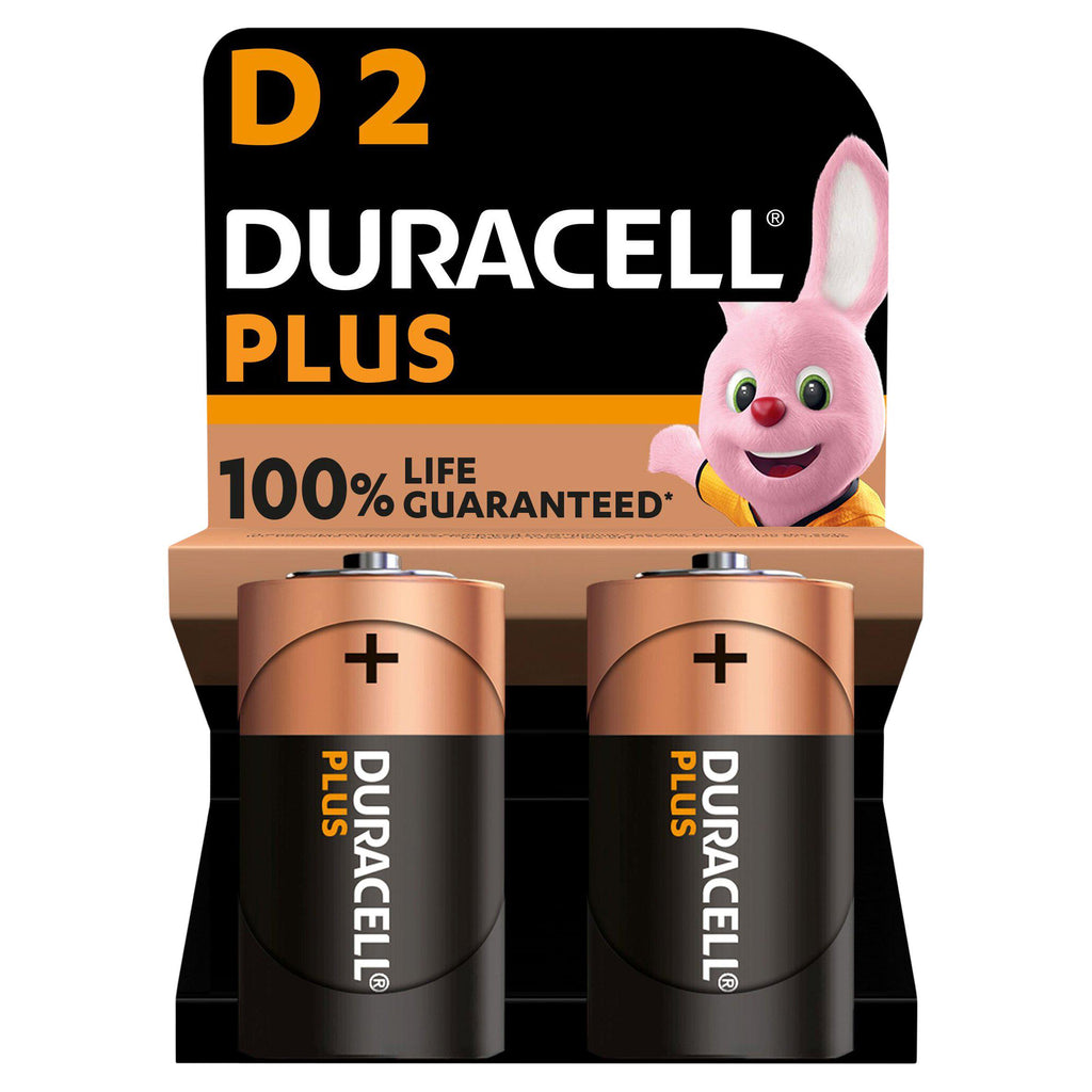 Duracell Plus Alkaline D Batteries, pack of 2