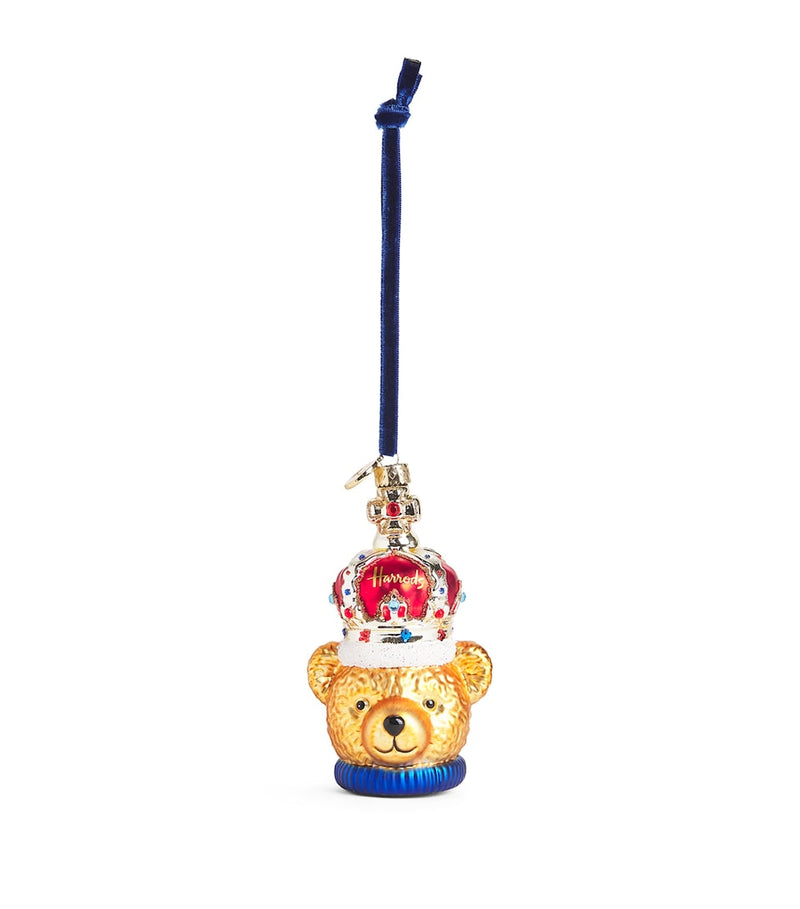 Glittery Resin Christmas Decoration with Velvet Ribbon 14cm x 6cm