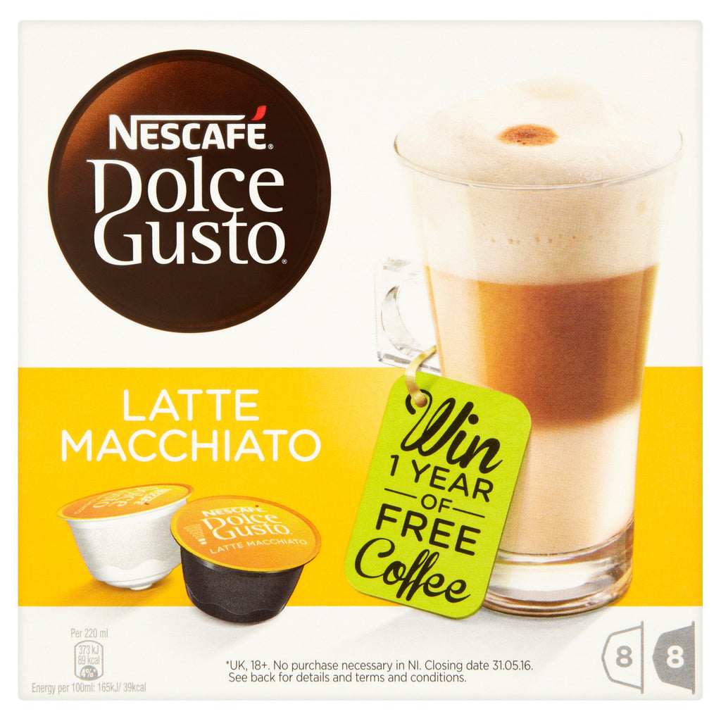 Nescafé Dolce Gusto Latte Macchiato Coffee x16 Pods, 8 Drinks