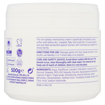 Superdrug Superdrug Dry Skin Relief Cream Moisturiser 500ml- Buy online at McGrocer