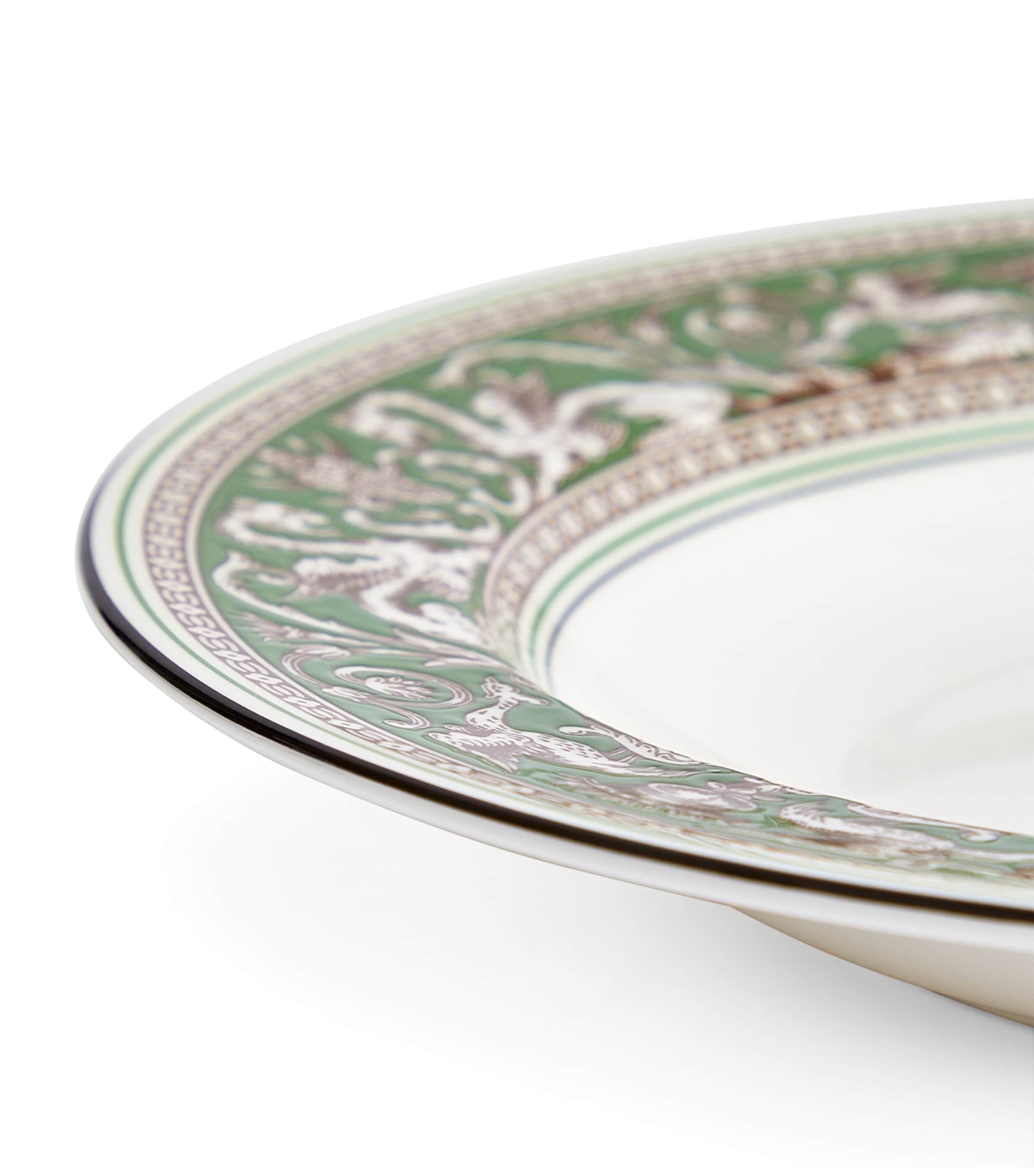 Wedgwood Florentine Verde rimmed soup bowl 23cm (British brand)