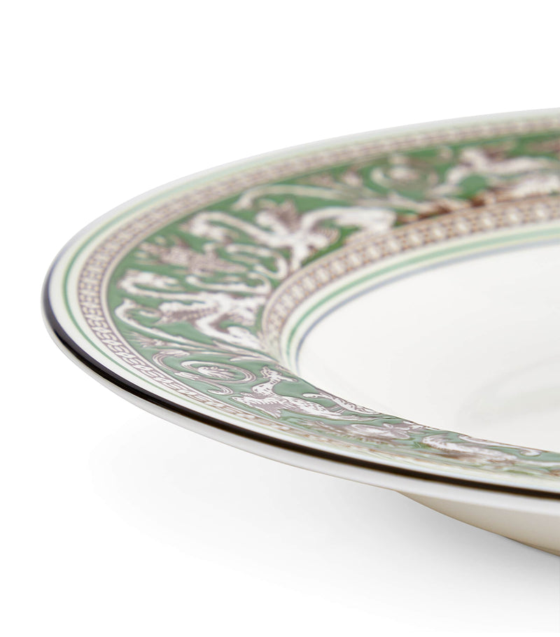 Wedgwood Florentine Verde rimmed soup bowl 23cm (British brand)