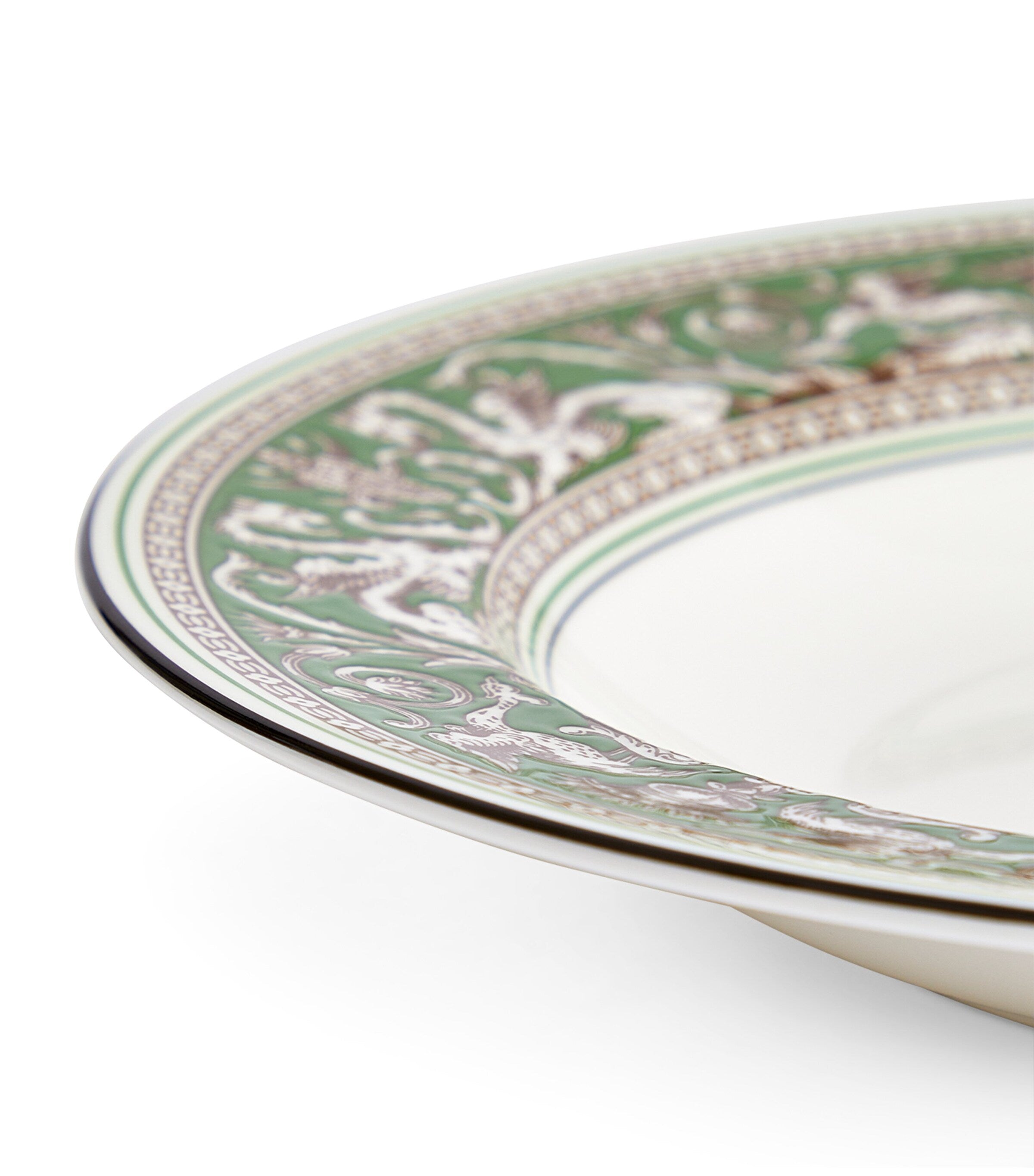 Wedgwood Florentine Verde rimmed soup bowl 23cm (British brand)