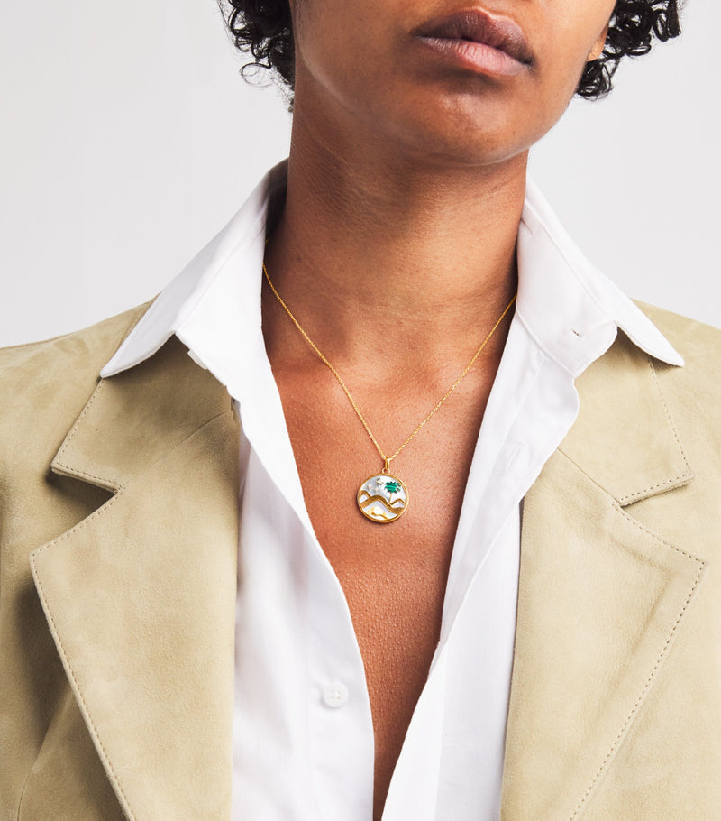 L'Atelier Nawbar Sacred Valley yellow gold and diamond pendant necklace, UK version