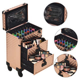 Livingandhome black makeup case with drawers large UK version