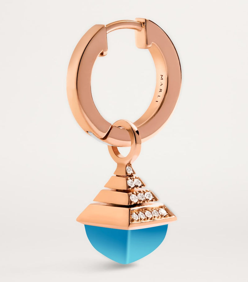 Marli mini rose gold drop earrings with diamonds and turquoise, UK version
