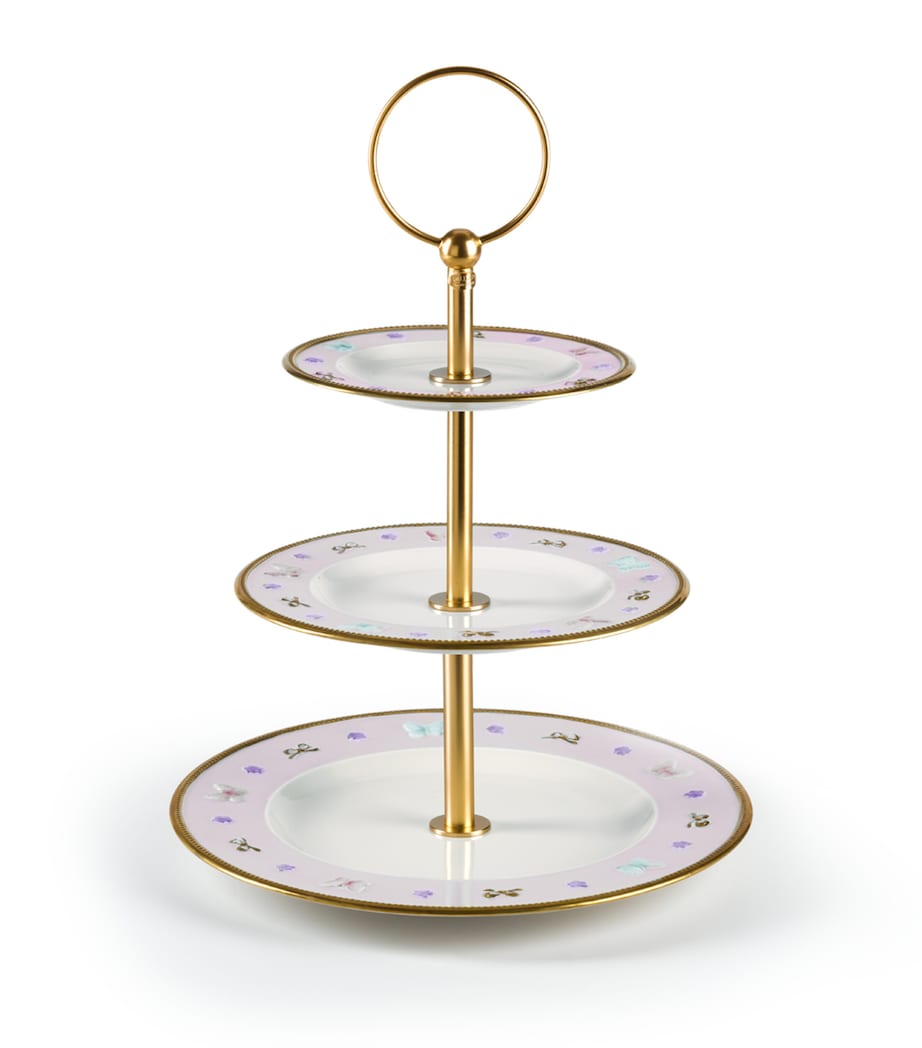 Villari Butterfly 3-Tier Porcelain Cake Stand, UK version