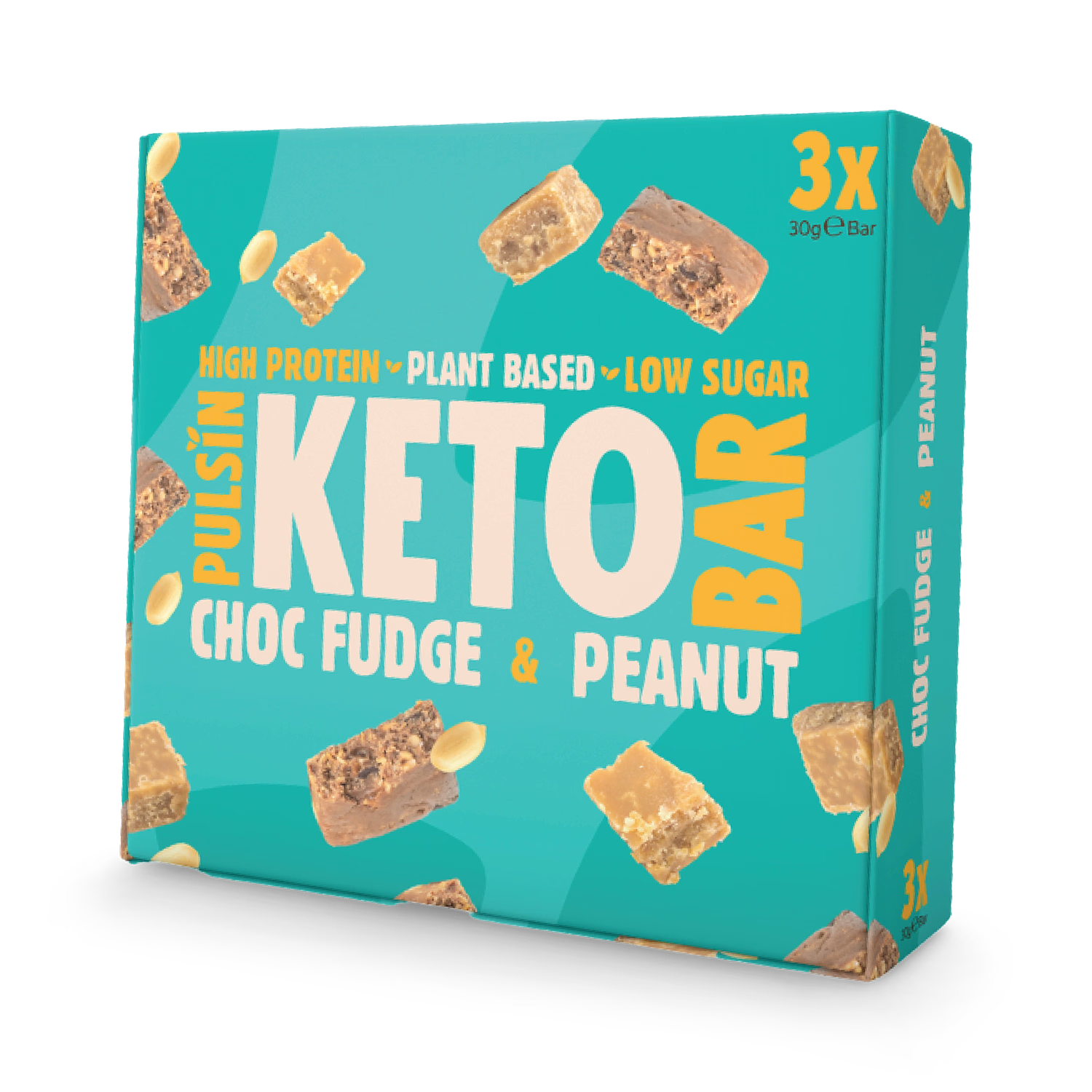 Pulsin Choc Fudge & Peanut Keto Bar 3x30g - British product