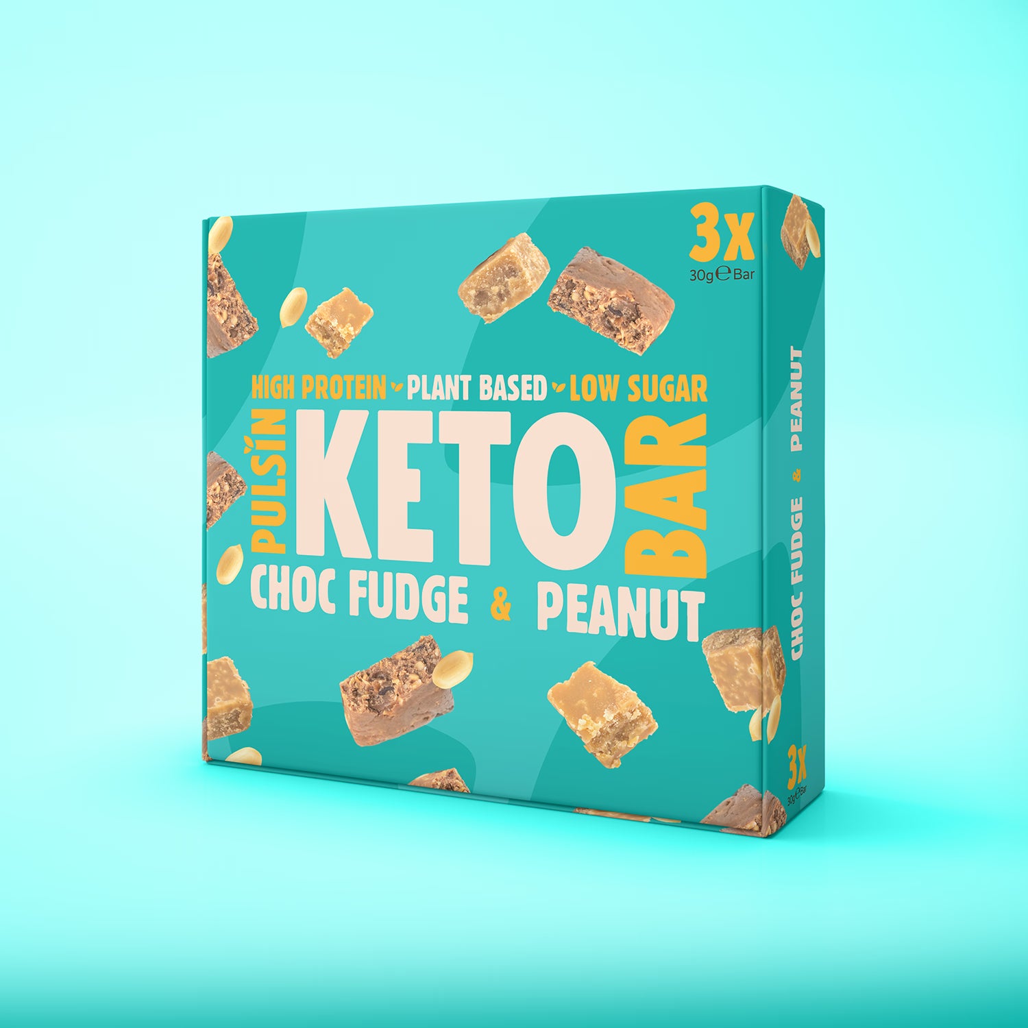 Pulsin Choc Fudge & Peanut Keto Bar 3x30g - British product