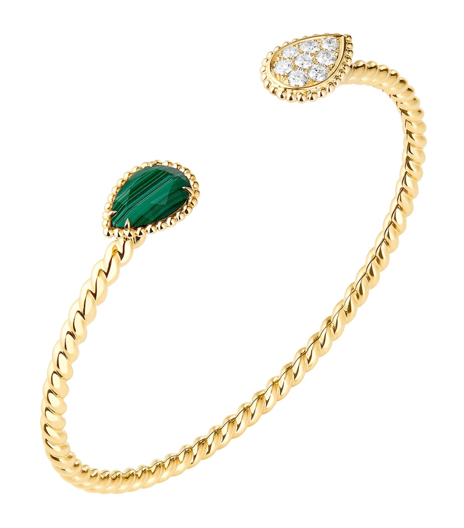 Boucheron Serpent Bohème bracelet in yellow gold with malachite and diamonds, UK version