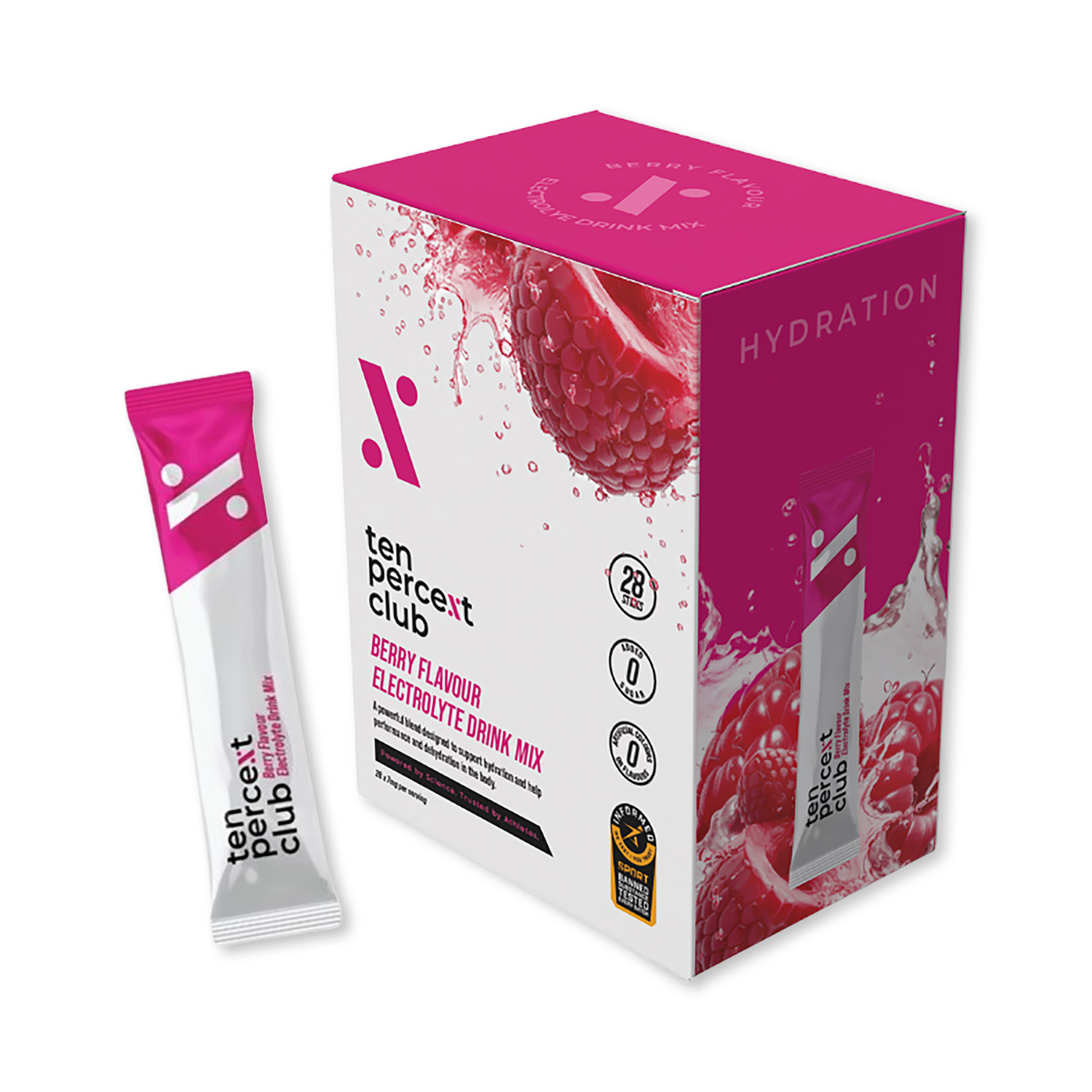 Ten Percent Club Mixed Berry electrolyte sachets 28 pack (British brand)