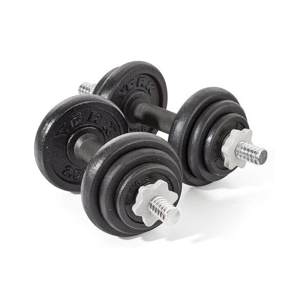 York Fitness Cast Iron Dumbbell Set 20kg Plastic Collars, UK version