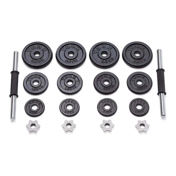 York Fitness Cast Iron Dumbbell Set 20kg Plastic Collars, UK version