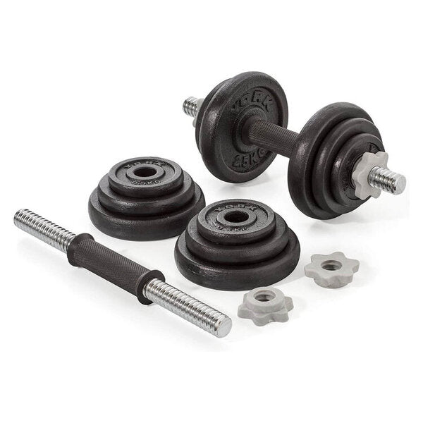 York Fitness Cast Iron Dumbbell Set 20kg Plastic Collars, UK version