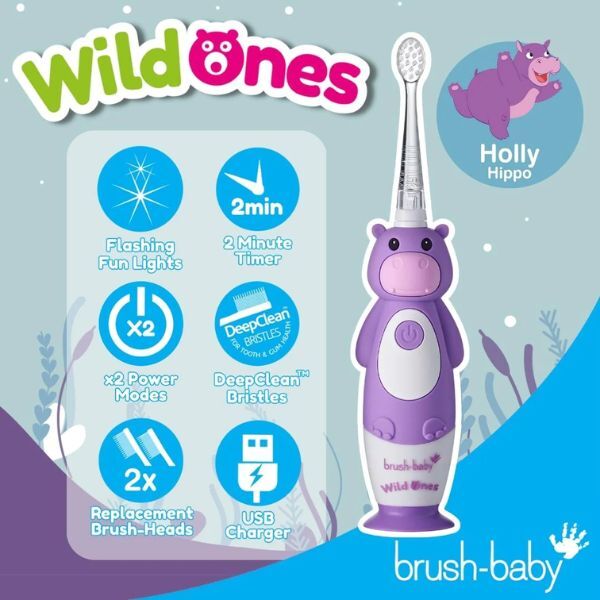 Brush Baby WildOnes™ Hippo Kids Rechargeable Toothbrush GOODS Superdrug   