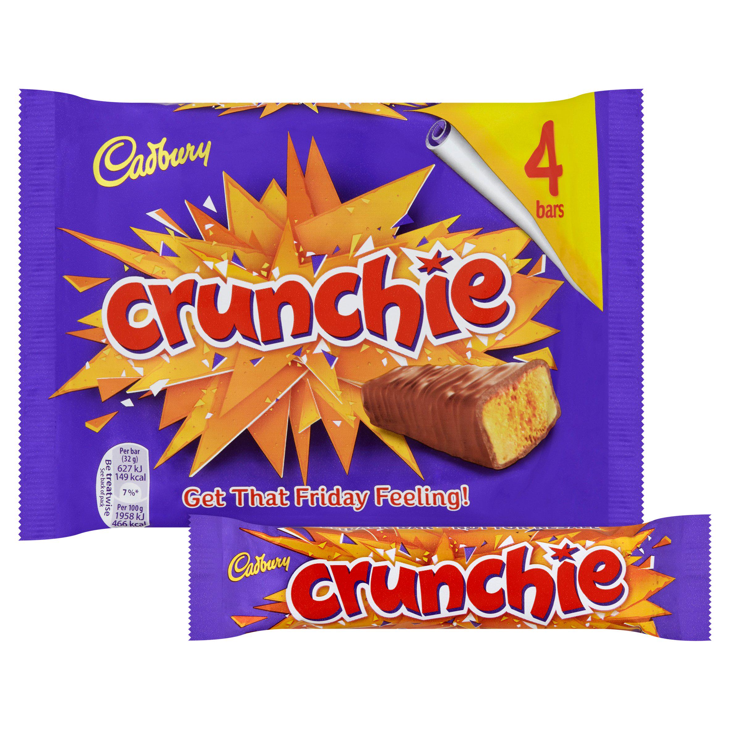 Cadbury Crunchie Chocolate Bar Multipack x4 128g Cadbury chocolates Sainsburys   