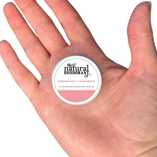 Natural Deo Co. Clean Deodorant Balm Palmarosa + Mandarin 10g, imported from the UK