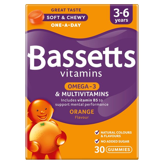 Bassetts Orange Omega 3 & Multivitamins 3-6yrs    30 per pack GOODS M&S   