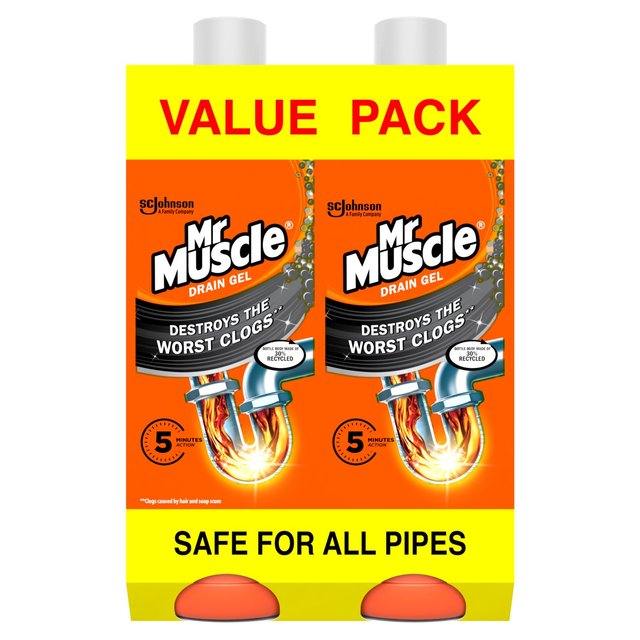 Mr Muscle Power Gel Drain & Sink Unblocker Twin Pack   2 x 1L GOODS M&S   