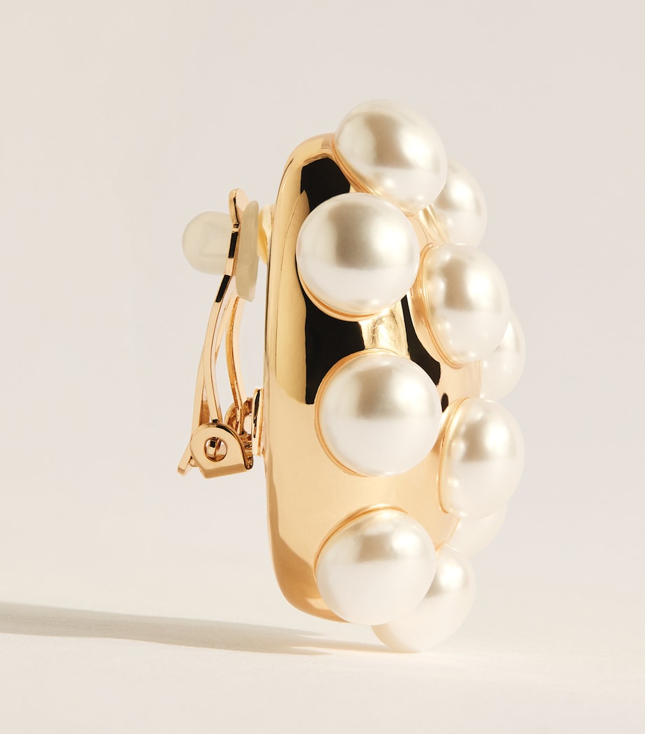 Carolina Herrera faux pearl stud earrings gold-tone, UK version