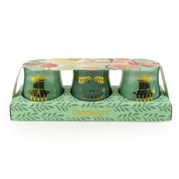 Candlelight Chengdu mini candle set emerald glass, UK version