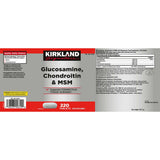 Kirkland Signature glucosamine chondroitin MSM supplement 220 count, UK version