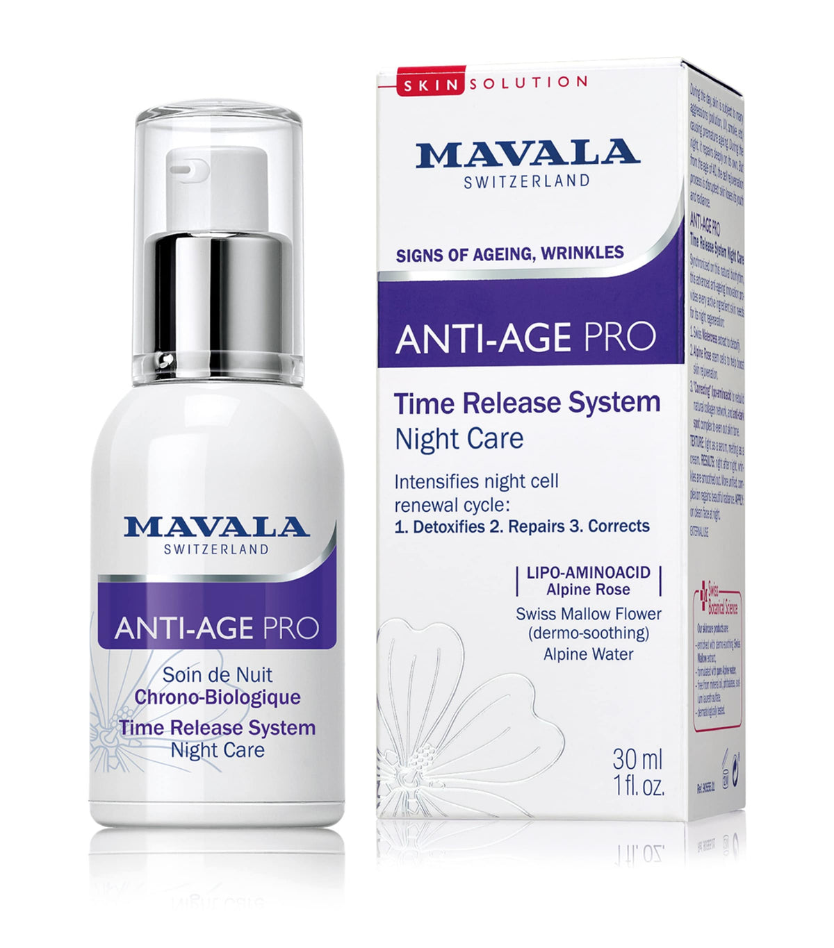 Mavala Anti-Age Pro Time Release System Night Cream 30ml, imported from the UK