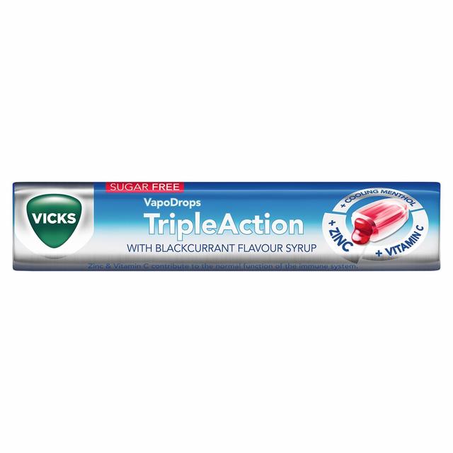 Vicks Triple Action Lozenges Blackcurrent Sugar Free   42g GOODS M&S   