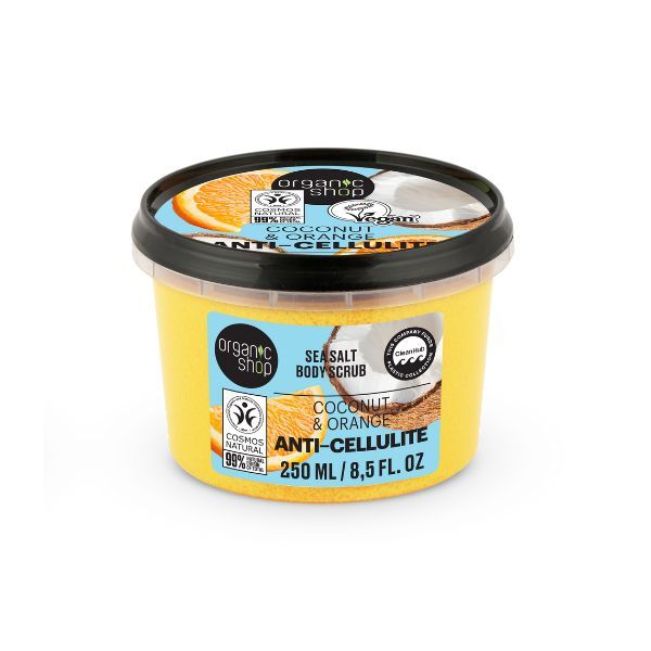 Organic Shop Anti-Cellulite Sea Salt Body Scrub Coconut Orange 250ml - British product