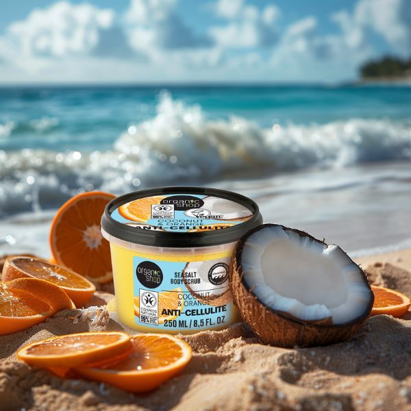 Organic Shop Anti-Cellulite Sea Salt Body Scrub Coconut Orange 250ml - British product