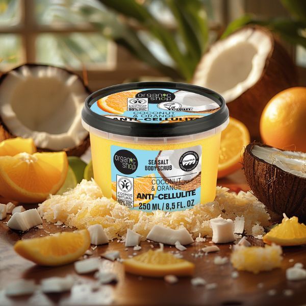 Organic Shop Anti-Cellulite Sea Salt Body Scrub Coconut Orange 250ml - British product